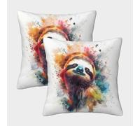 LeHuaiMa 3D Printed Sloth Throw Pillow Covers Animal Throw Pillow Case Decorative Super Soft Pack of 2 Home Decor for Sofa Bedroom 45x45cm