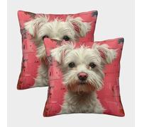 LeHuaiMa 3D Printed Yorkshire Terrier Square Pillowcases Dog Pillow Case Cushion Garden Cushion Super Soft Pack of 2 for Sofa Couch Bed 40x40cm