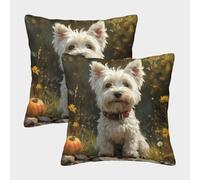 LeHuaiMa 3D Printed Yorkshire Terrier Square Pillowcases Dog Square Throw Pillow Decorative Super Soft Pack of 2 for Sofa Couch Bed 45x45cm