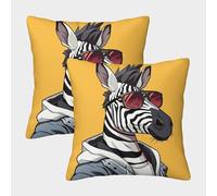 LeHuaiMa 3D Printed Zebra Throw Pillow Covers Cartoon Animal Pillow Case Cushion Decorative Super Soft Pack of 2 for Home Couch Sofa Decorative, Gifts 40x40cm