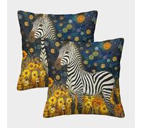 LeHuaiMa 3D Printed Zebra Throw Pillow Covers Cartoon Animal Square Cushion Cover Decorative Super Soft Pack of 2 for Patio,Couch, Tent, Balcony And Sofa 40x40cm
