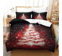 LeHuaiMa Christmas Tree Duvet Cover Sets 3 PCS Hotel Quality Quilt Cover Bedding Bed Covers with Pillowcases with Zipper Closure Hypoallergenic Soft Breathable Microfiber Single（140x200cm）