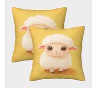 LeHuaiMa Sheep Cushion Cover Set of 2 Decorative Machine Washable Pillowcases Square Cushions with Invisible Zipper Cushion Covers For Livingroom Sofa Bedroom Throw Pillow Case 45x45cm