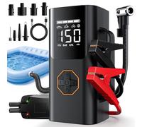 Lehwey 5500A 12V Portable Jump Starter with 150PSI Air Compressor & Air Pump for Inflatables, 9-in-1 Car Battery Jumper Box (All Gas/12L Diesel), 26800mAh Booster Pack with Tire Inflator, 600LM Light