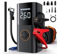 Lehwey Portable Jump Starter with Air Compressor - 12V Car Battery Jumper Starter Box 5500A (All Gas/12L Diesel) 9-in-1 with Air Blower, 150PSI Tire Inflator, 3-Mode Emergency Flashlight, LCD Display