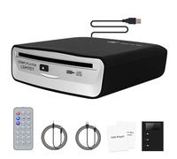 Lehwey USB CD Player for Car, External Car Cd Players with AUX & FM Transmitter, Portable CD Player for Cars without CD Drive, Anti-Skip, Remote Control, Works with Most Cars, SUVs, Trucks