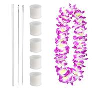 Lei Needle Kit, 2 Pcs 14 Inch Extra Long Sewing Needles 5 Rolls Lei Needle Twine 1 Pcs Lei Needle Storage Tube, Long Upholstery Needles for DIY Graduation Hawaiian Malay Flower Lei Making
