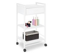 LEIBOU Beauty Salon Trolley Cart Hair Salon Station with Wheels, Salon tray Cart with 1 Drawer & 2 Trays, Medical Esthetic Supply Holder for Massage Tattoo Facials