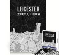 Leicester City Map Skyline 1000 Piece Jigsaws for Teenagers Puzzle Smart Training Tranquil Escape Flawless Cut Memorable Gift size 38x52cm