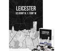 Leicester City Map Skyline for Adults 1000 Piece Puzzle Train Logical Thinking And Problem-solving Relaxing Stress Free Enjoyment (38x26cm)