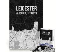 Leicester City Map Skyline Teenager Jigsaw Puzzles 1000 Pieces Smart Training Light Recreation Flawless Cut Festive Surprise size 38x26cm