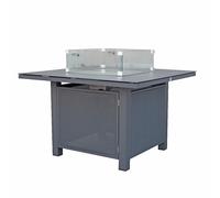 leicester glass top garden square gas firepit table in grey