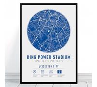 Leicester King Power Stadium Map | Framed & Print Only Available | Minimalist City Gift FC Football Fan Poster Art Artwork Gift For Him Memorabilia | Father's Day Christmas Birthday