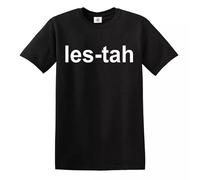 Leicester les-tah Worn by Sergio T-Shirt Funny Gift Party Novelty Top Tee (Black White Print, L)