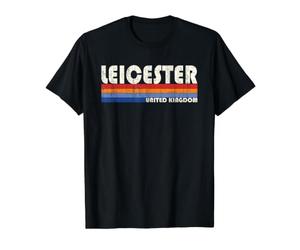 Leicester United Kingdom Retro 70s 80s Style Value Graphic T-Shirt, Men, Black, M