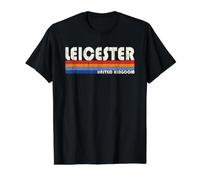 Leicester United Kingdom Retro 70s 80s Style Value Graphic T-Shirt, Men, Black, XL