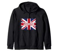 Leicester - Vintage Union Jack British Flag Zip Hoodie