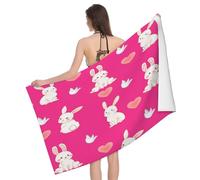 Leichong 3D Animal Rabbit Beach Towel Extra Large Microfiber Soft Quick Dry for Adults, Cute Animals Bath Towel Lightweight Soft Absorbent for Travel Swimming Pool Sports, 100 x 200 cm