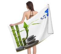 Leichong 3D Bamboo Stone Beach Towel Large Microfiber Soft Quick Dry for Adults, Orchid Bath Towel Lightweight Soft Absorbent for Travel Swimming Pool Sports, 80 x 160 cm