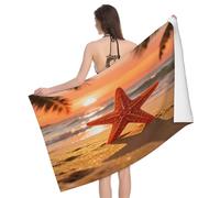 Leichong 3D Beach Starfish Beach Towel Microfiber Soft Quick Dry for Adults, Sunset Beach Bath Towel Lightweight Soft Absorbent for Travel Swimming Pool Sports, 75 x 150 cm