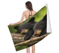 Leichong 3D Bear Beach Towel Large Microfiber Soft Quick Dry for Adults, Woods Bath Towel Lightweight Soft Absorbent for Travel Swimming Pool Sports, 180 x 90 cm