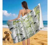 Leichong 3D Birch Tree Beach Towel Large Microfiber Soft Quick Dry for Adults, Woodland Scenery Bath Towel Lightweight Soft Absorbent for Travel Swimming Pool Sports, 180 x 90 cm