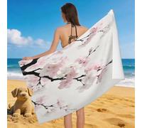 Leichong 3D Cartoon Cherry Blossom Beach Towel Extra Large Microfiber Soft Quick Dry for Adults, Chic Bath Towel Lightweight Soft Absorbent for Travel Swimming Pool Sports, 100 x 200 cm