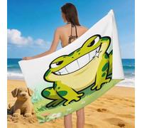 Leichong 3D Cartoon Frog Beach Towel Large Microfiber Soft Quick Dry for Adults, Funny Animal Printed Bath Towel Lightweight Soft Absorbent for Travel Swimming Pool Sports, 80 x 160 cm