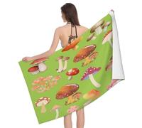 Leichong 3D Cartoon Mushroom Beach Towel Large Microfiber Soft Quick Dry for Adults, Colorful Mushrooms Bath Towel Lightweight Soft Absorbent for Travel Swimming Pool Sports, 80 x 160 cm