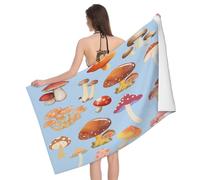 Leichong 3D Cartoon Mushroom Beach Towel Microfiber Soft Quick Dry for Adults, Colorful Mushrooms Bath Towel Lightweight Soft Absorbent for Travel Swimming Pool Sports, 75 x 150 cm