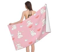 Leichong 3D Cartoon Rabbit Beach Towel Extra Large Microfiber Soft Quick Dry for Adults, Cute Animals Bath Towel Lightweight Soft Absorbent for Travel Swimming Pool Sports, 100 x 200 cm