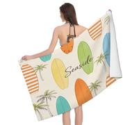 Leichong 3D Cartoon Surfboard Beach Towel Large Microfiber Soft Quick Dry for Adults, Summer Theme Bath Towel Lightweight Soft Absorbent for Travel Swimming Pool Sports, 80 x 160 cm