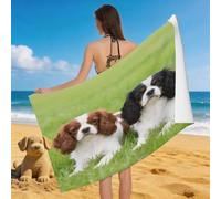 Leichong 3D Cavalier King Charles Spaniel Beach Towel Extra Large Microfiber Soft Quick Dry for Adults, Cute Bath Towel Lightweight Soft Absorbent for Travel Swimming Pool Sports, 100 x 200 cm