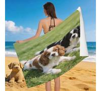 Leichong 3D Cavalier King Charles Spaniel Beach Towel Extra Large Microfiber Soft Quick Dry for Adults, Cute Dog Bath Towel Lightweight Soft Absorbent for Travel Swimming Pool Sports, 100 x 200 cm