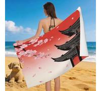 Leichong 3D Chinese Architecture Beach Towel Large Microfiber Soft Quick Dry for Adults, Falling Petals Bath Towel Lightweight Soft Absorbent for Travel Swimming Pool Sports, 80 x 160 cm