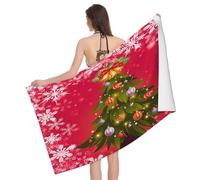 Leichong 3D Christmas Tree Snowflake Beach Towel Microfiber Soft Quick Dry for Adults, Holiday Motif Bath Towel Lightweight Soft Absorbent for Travel Swimming Pool Sports, 75 x 150 cm