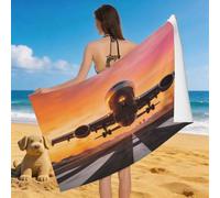 Leichong 3D Commercial Aircraft Beach Towel Extra Large Microfiber Soft Quick Dry for Adults, Chic Bath Towel Lightweight Soft Absorbent for Travel Swimming Pool Sports, 100 x 200 cm