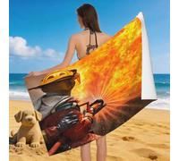 Leichong 3D Firemen Beach Towel Large Microfiber Soft Quick Dry for Adults, Firefighting Theme Bath Towel Lightweight Soft Absorbent for Travel Swimming Pool Sports, 180 x 90 cm