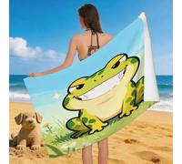 Leichong 3D Funny Frog Beach Towel Extra Large Microfiber Soft Quick Dry for Adults, Lovely Bath Towel Lightweight Soft Absorbent for Travel Swimming Pool Sports, 100 x 200 cm
