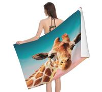 Leichong 3D Giraffe Beach Towel Extra Large Microfiber Soft Quick Dry for Adults, Cute Bath Towel Lightweight Soft Absorbent for Travel Swimming Pool Sports, 100 x 200 cm