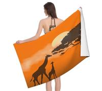 Leichong 3D Giraffe Meadow Beach Towel Large Microfiber Soft Quick Dry for Adults, Savanna Animals Bath Towel Lightweight Soft Absorbent for Travel Swimming Pool Sports, 180 x 90 cm