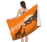 Leichong 3D Giraffe Print Beach Towel Extra Large Microfiber Soft Quick Dry for Adults, Savanna Animals Bath Towel Lightweight Soft Absorbent for Travel Swimming Pool Sports, 100 x 200 cm