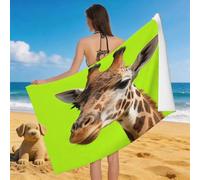 Leichong 3D Giraffe Print Beach Towel Large Microfiber Soft Quick Dry for Adults, Wild Animal Theme Bath Towel Lightweight Soft Absorbent for Travel Swimming Pool Sports, 180 x 90 cm