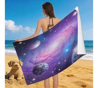 Leichong 3D Glowing Cosmic Beach Towel Extra Large Microfiber Soft Quick Dry for Adults, Galaxy Bath Towel Lightweight Soft Absorbent for Travel Swimming Pool Sports, 100 x 200 cm