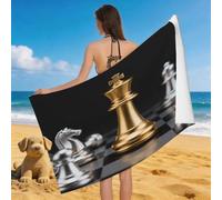 Leichong 3D International Chess Beach Towel Large Microfiber Soft Quick Dry for Adults, Chess Pieces Bath Towel Lightweight Soft Absorbent for Travel Swimming Pool Sports, 180 x 90 cm