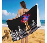 Leichong 3D International Chess Beach Towel Large Microfiber Soft Quick Dry for Adults, Minimalistic Bath Towel Lightweight Soft Absorbent for Travel Swimming Pool Sports, 80 x 160 cm