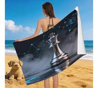 Leichong 3D International Chess Beach Towel Large Microfiber Soft Quick Dry for Adults, Smoke Bath Towel Lightweight Soft Absorbent for Travel Swimming Pool Sports, 180 x 90 cm