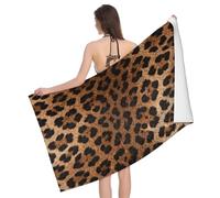 Leichong 3D Leopard Print Beach Towel Large Microfiber Soft Quick Dry for Adults, Couple Lover Bath Towel Lightweight Soft Absorbent for Travel Swimming Pool Sports, 80 x 160 cm