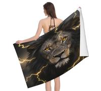 Leichong 3D Lion Beach Towel Extra Large Microfiber Soft Quick Dry for Adults, Savanna Animals Bath Towel Lightweight Soft Absorbent for Travel Swimming Pool Sports, 100 x 200 cm