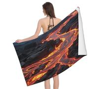 Leichong 3D Magma Beach Towel Large Microfiber Soft Quick Dry for Adults, Volcano Eruption Bath Towel Lightweight Soft Absorbent for Travel Swimming Pool Sports, 180 x 90 cm